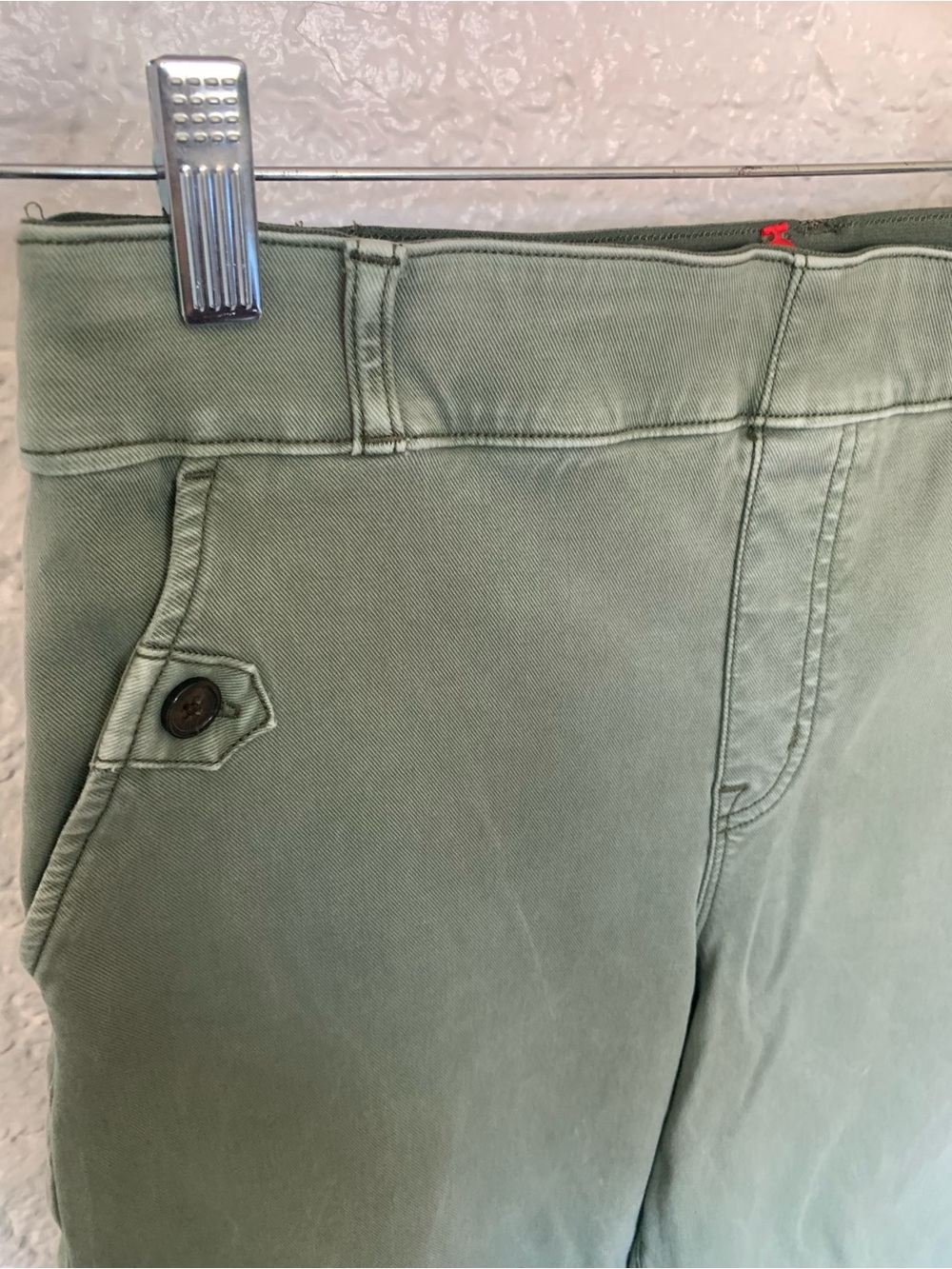 SPANX Women’s Stretch Twill Wide Leg Crop Pant- Olive Green - Picture 6 of 7